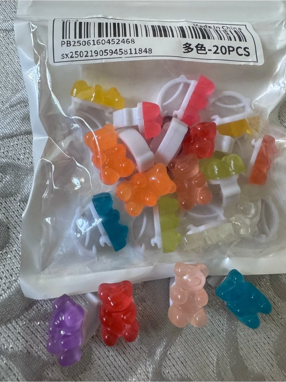 Multicolor Gummy Bear Charm Clips